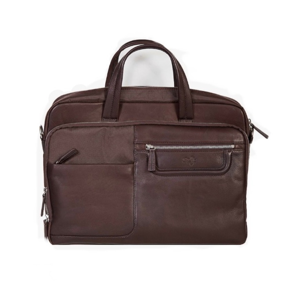 Scully Gusset Chocolate Laptop Briefcase
